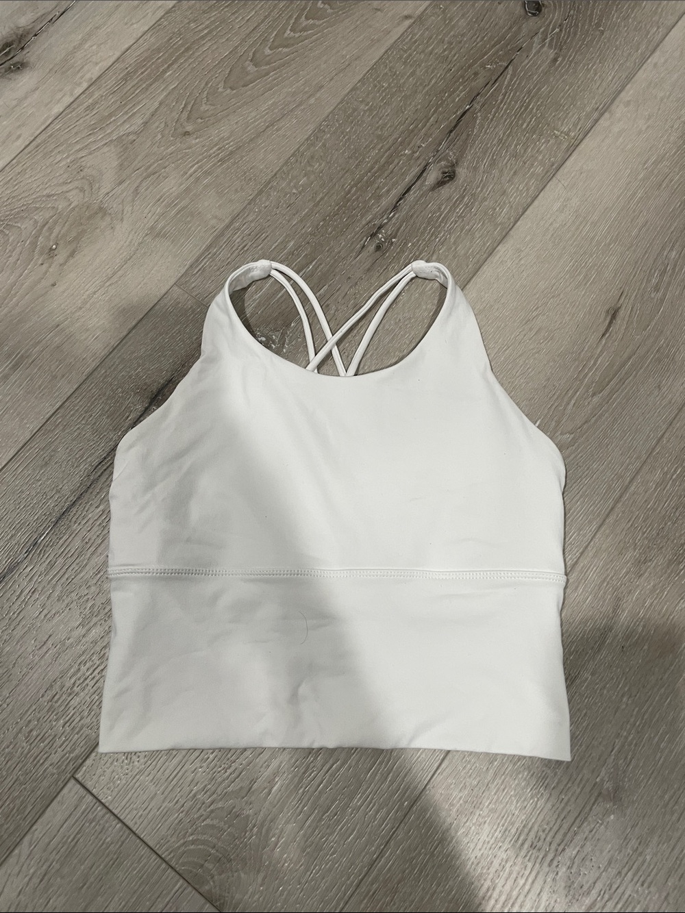 Women's White Strappy Sports Bra Crop Top